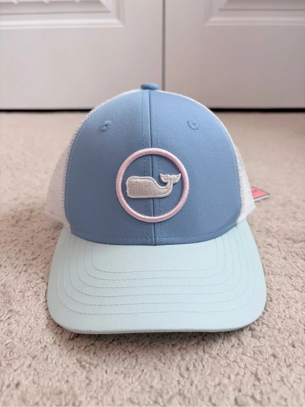 Vineyard Vines NWT Whale Dot Performance Trucker Hat Periwinkle Pink Unisex OS